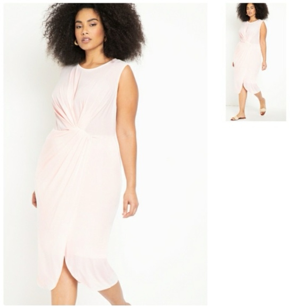 Eloquii Light Pink Draped Midi Dress